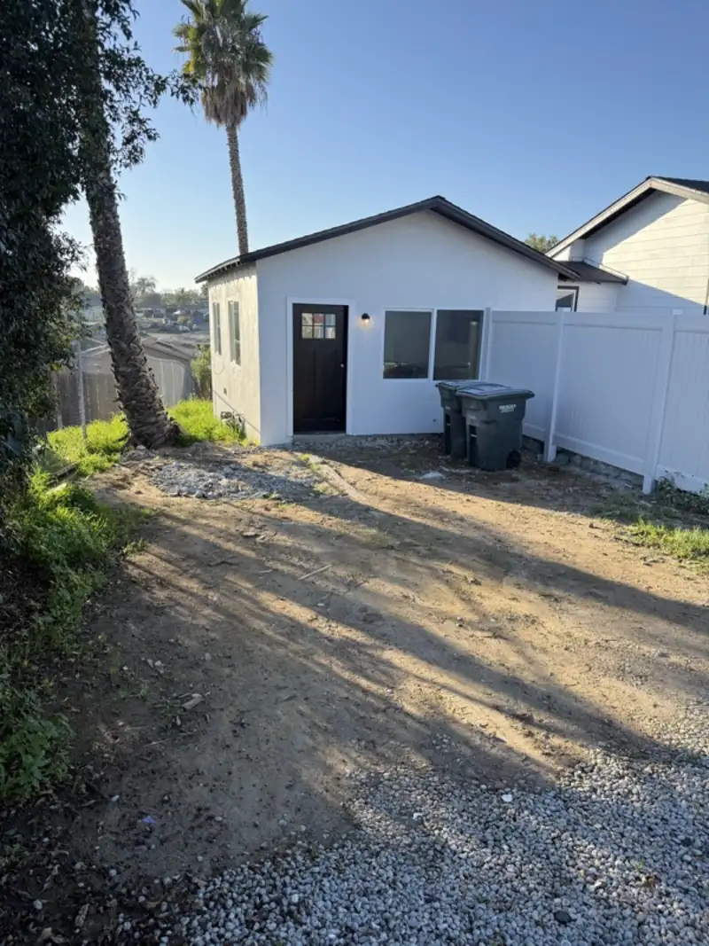 Home exterior with siding and paint complete